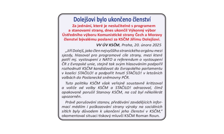 Dolejšova pojetí levice už stačilo!